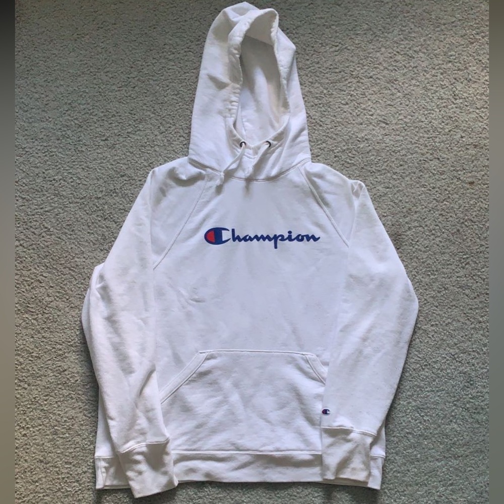 Classic High Neck White Champion Hoodie